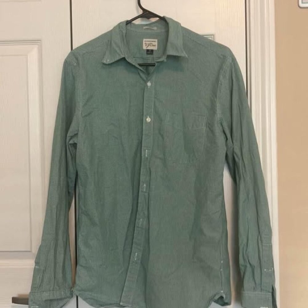 J.Crew Slim Green Microcheck Buttondown